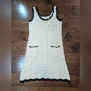 Jessica Simpson Crochet Dress Cream with Black Trim